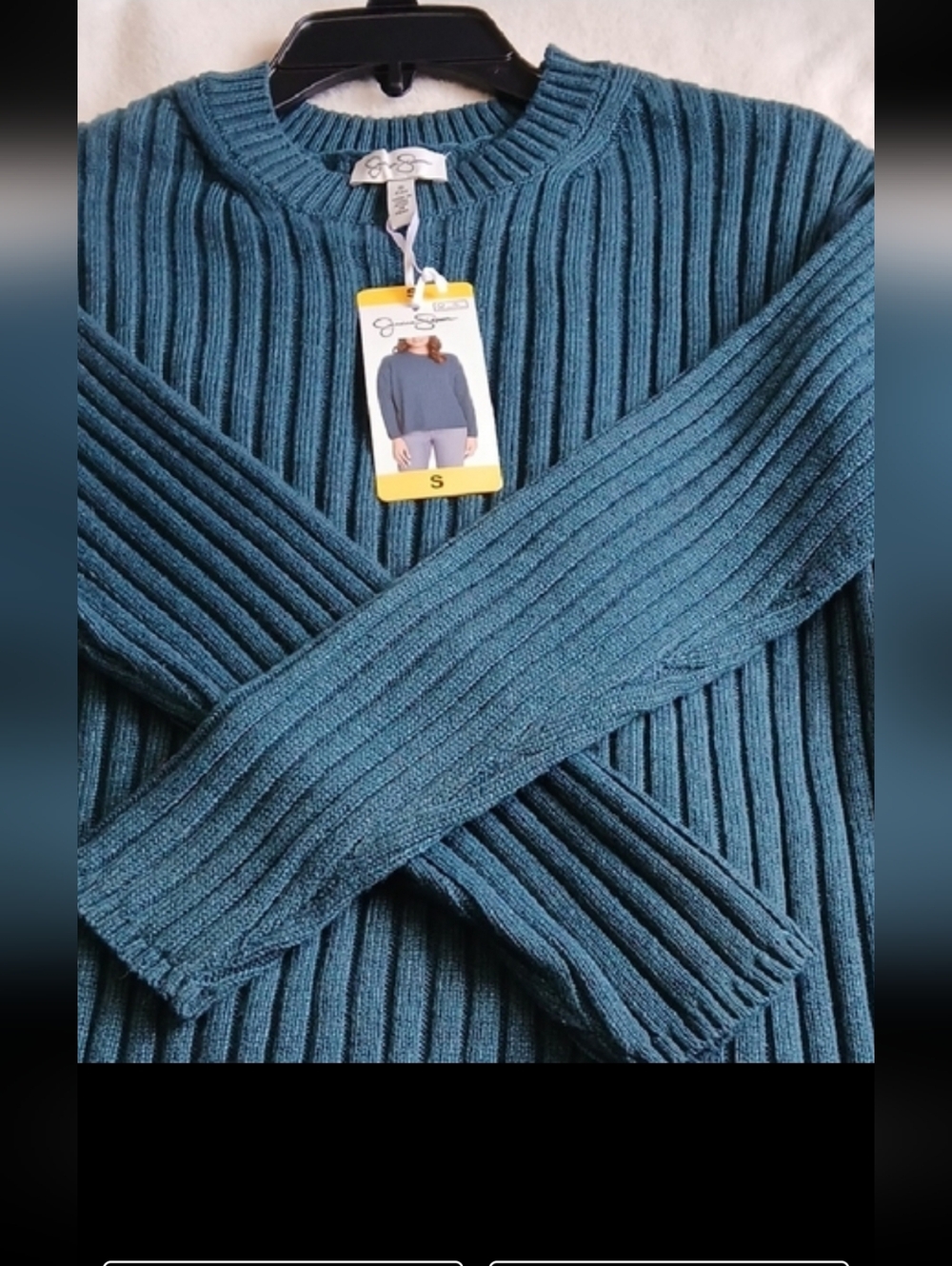 Jessica Simpson Teal Ribbed Crewneck Sweater
